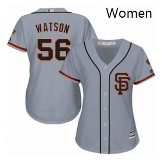 Womens Majestic San Francisco Giants 56 Tony Watson Authentic Grey Road 2 Cool Base MLB Jersey